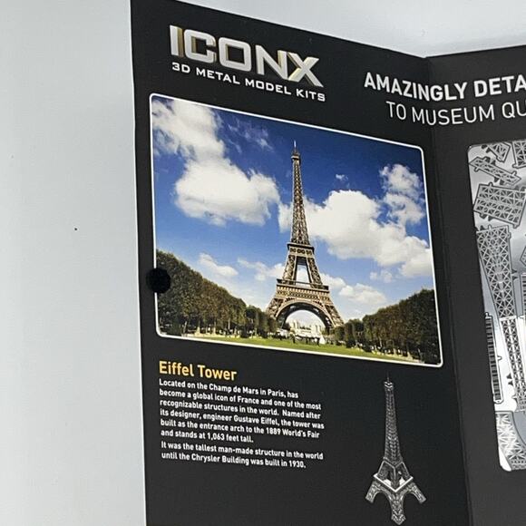 Fascinations Metal Earth Eiffel Tower ICONX Laser Cut 3D Model Collectibles - Picture 4 of 6